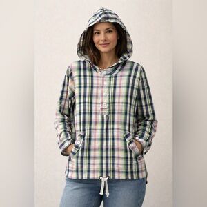 Merona Pastel Plaid Cotton Hooded Anorak Jacket —Women’s XXL (Fits L/XL) *READ*